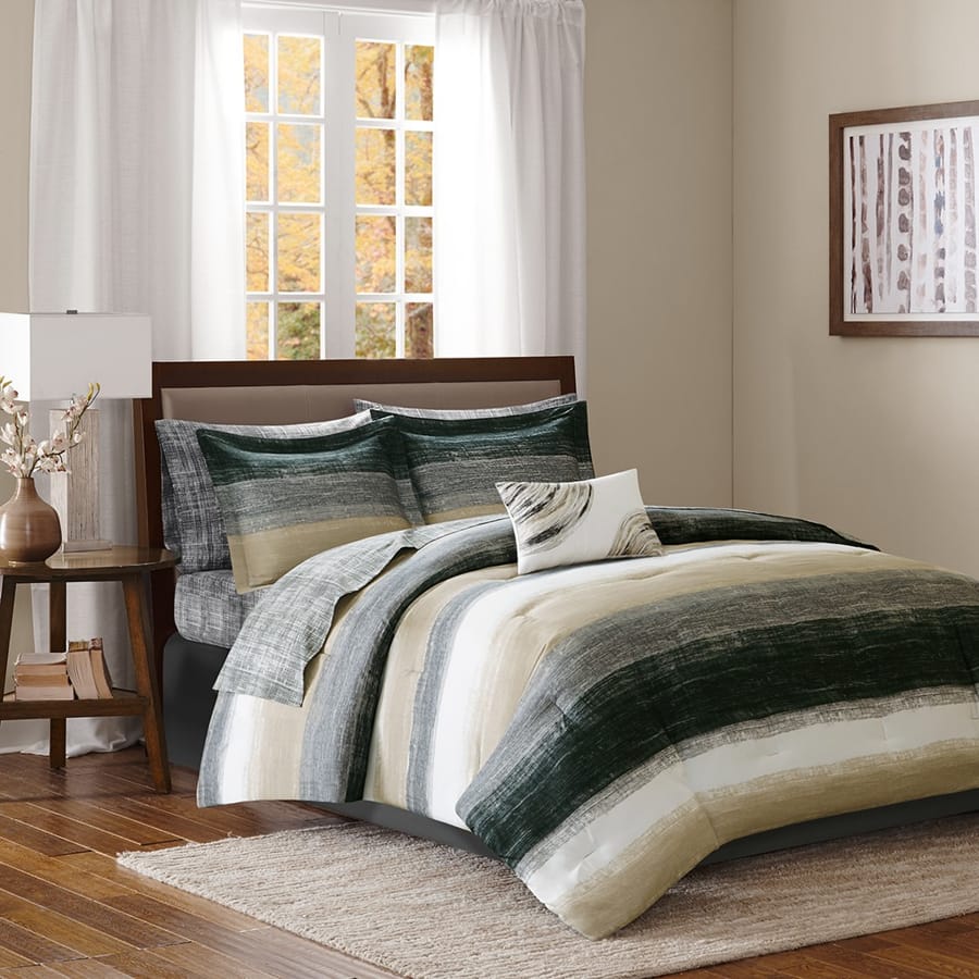 Olliix Madison Park Essentials Saben Taupe Twin 7pc Comforter Set