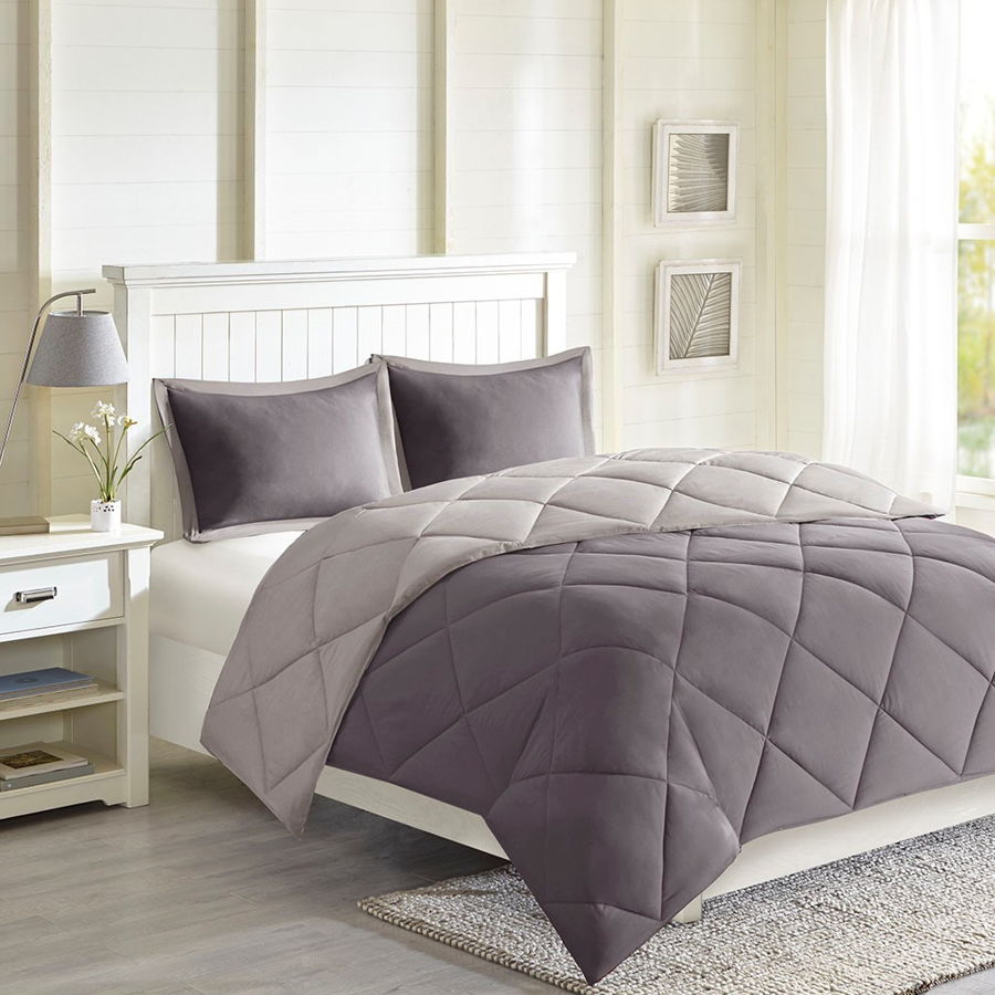 Olliix Madison Park Essentials Larkspur Charcoal Grey King Comforter Set