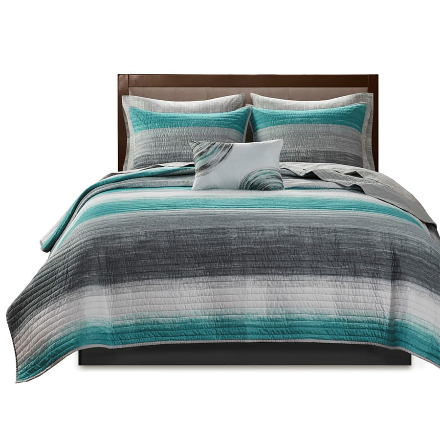 Olliix Madison Park Essentials Saben Aqua King 8pc Quilt Set OLIX-MPE13-807 Olliix Madison Park Essentials Saben Aqua King 8pc Quilt Set OLIX-MPE13-807