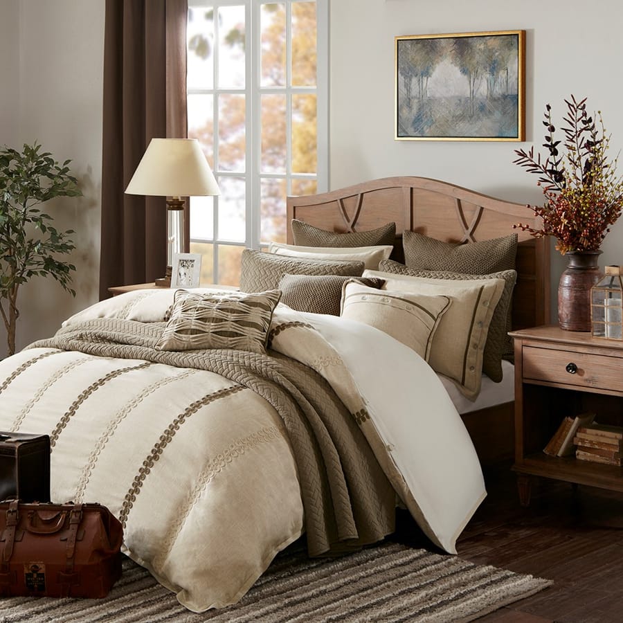 Olliix Madison Park Signature Chateau Linen Queen Comforter Set