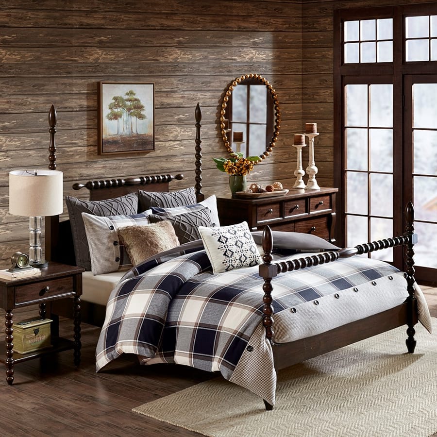 Olliix Madison Park Signature Urban Cabin Brown Queen Jacquard 8pc Comforte...