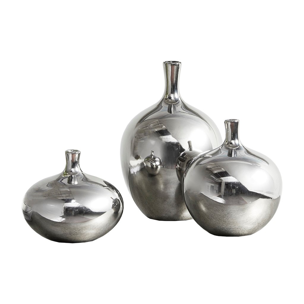 Olliix Madison Park Signature Ansen Silver Mirrored Ceramic 3pc Decorative ...