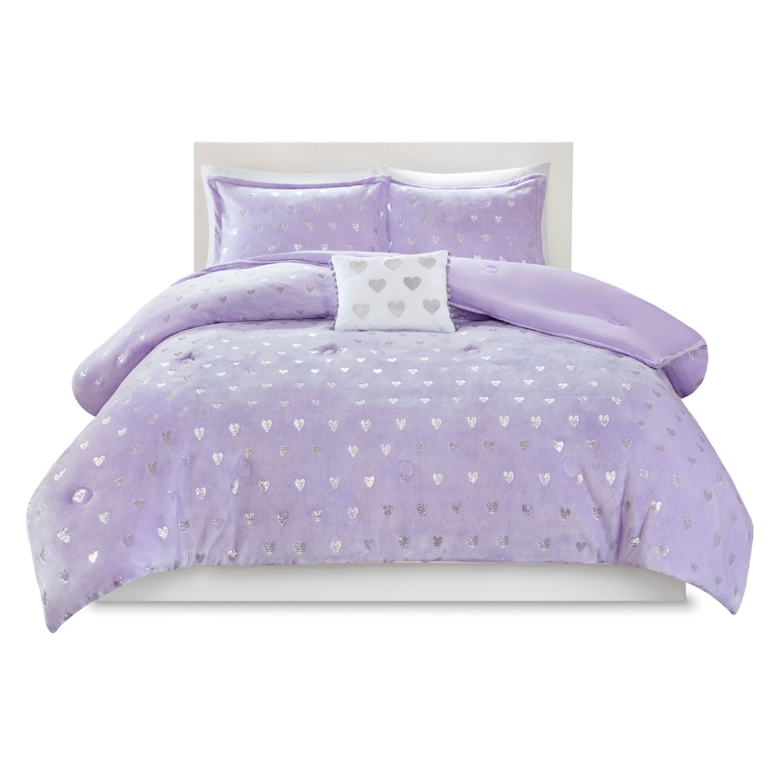 Olliix Mi Zone Rosalie Purple Silver Twin Twin XL Plush Comforter Set
