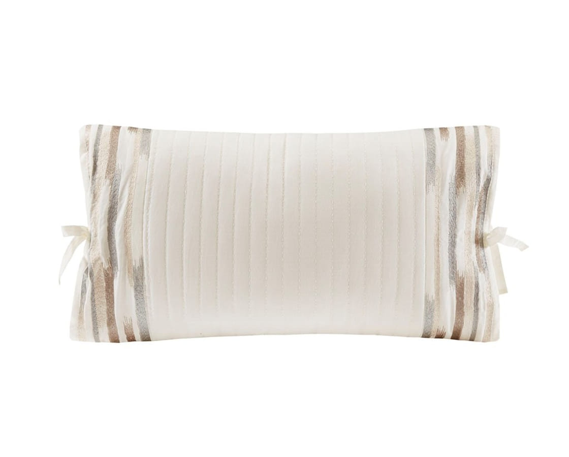 Olliix N Natori Hanae White Cotton Oblong Decorative Pillow
