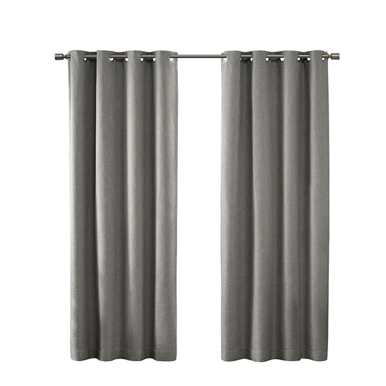 Olliix SunSmart Maya Grey Heathered Blackout Grommet Top Curtain Panel - 54...