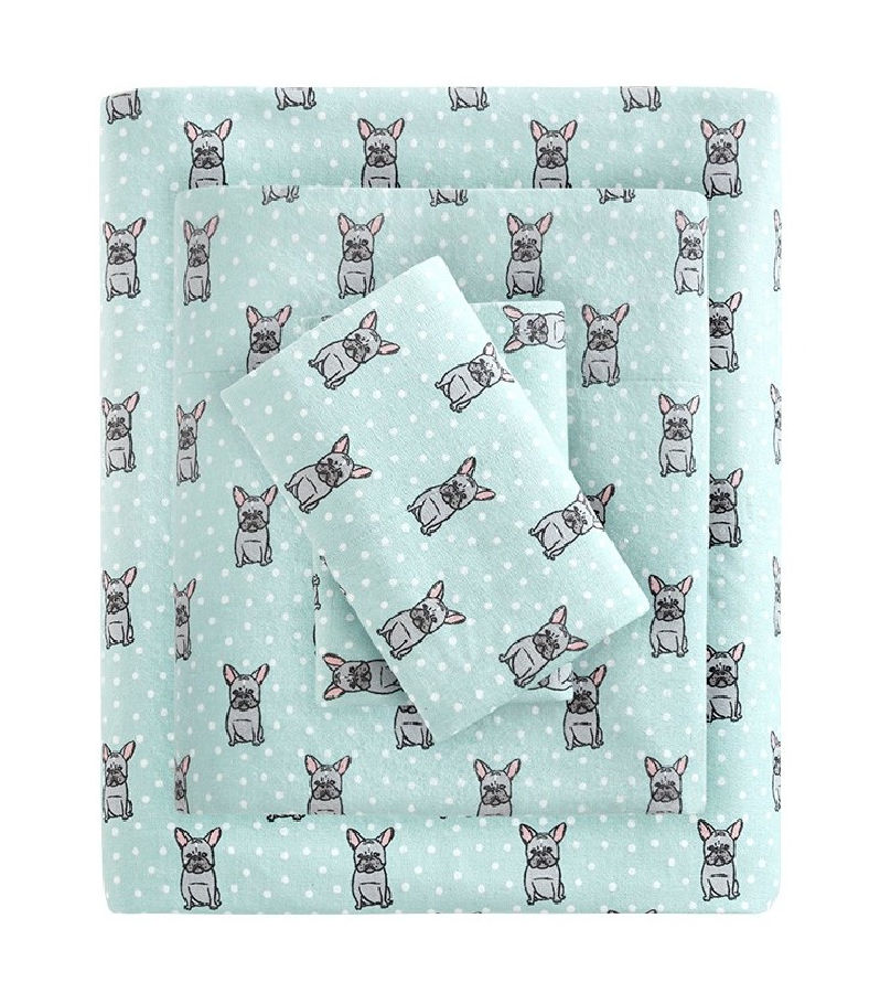 Olliix True North Sleep Philosophy Cozy Flannel Aqua Cotton Cal King 4pc Sh...