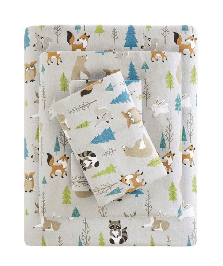 Olliix True North Sleep Philosophy Cozy Flannel Forest Animals King 4pc She...