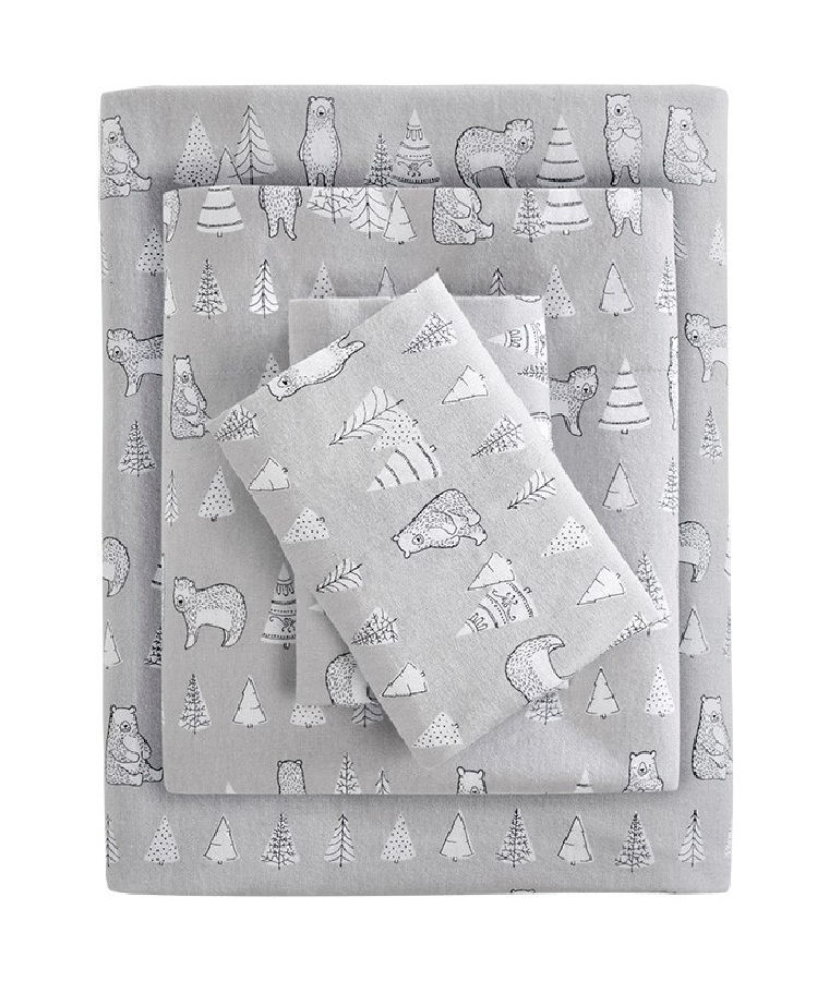 Olliix True North Sleep Philosophy Cozy Flannel Bear Cotton Twin 3pc Sheet ...