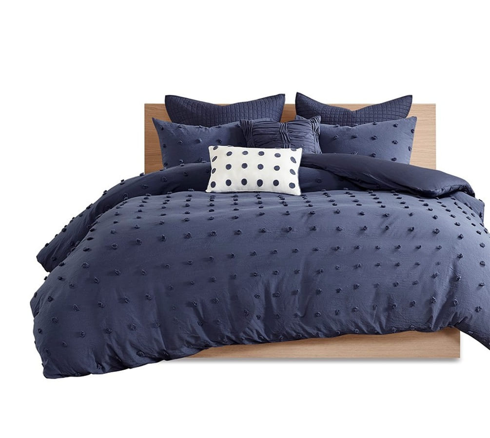 Olliix Urban Habitat Brooklyn Navy Full Queen 7pc Jacquard Comforter Set