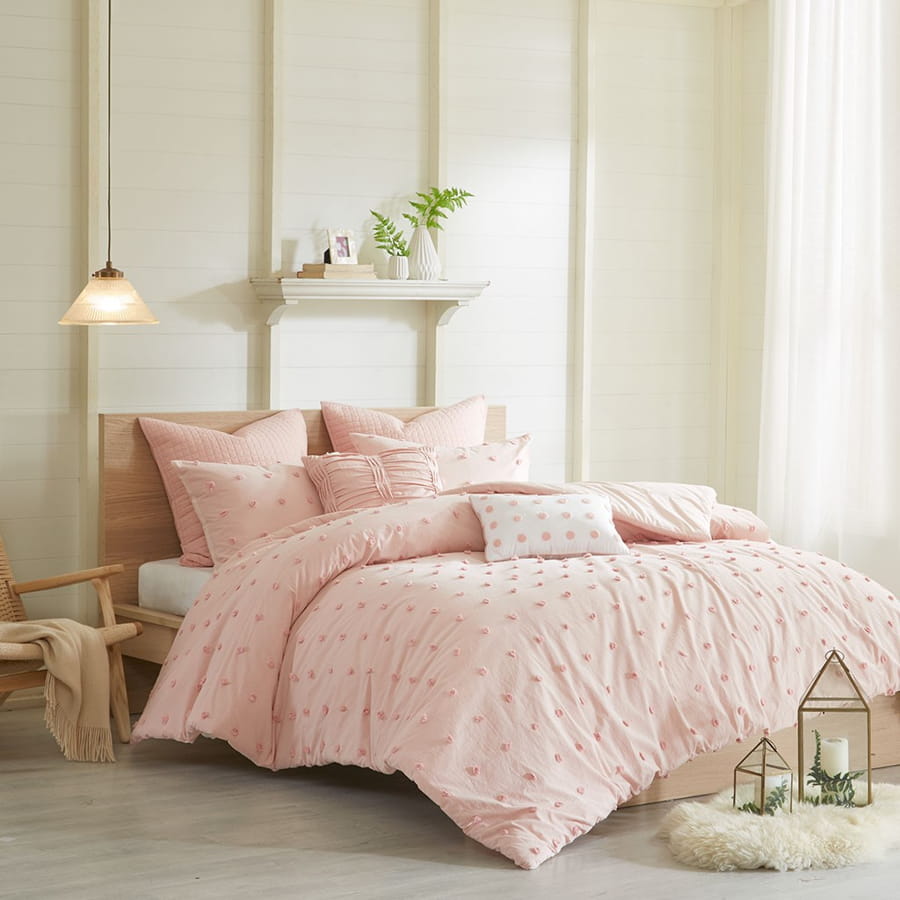 Olliix Urban Habitat Brooklyn Pink Twin Twin XL 5pc Jacquard Duvet Cover Se...