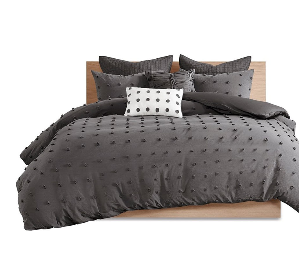 Olliix Urban Habitat Brooklyn Charcoal Twin Twin XL 5pc Jacquard Duvet Cove...