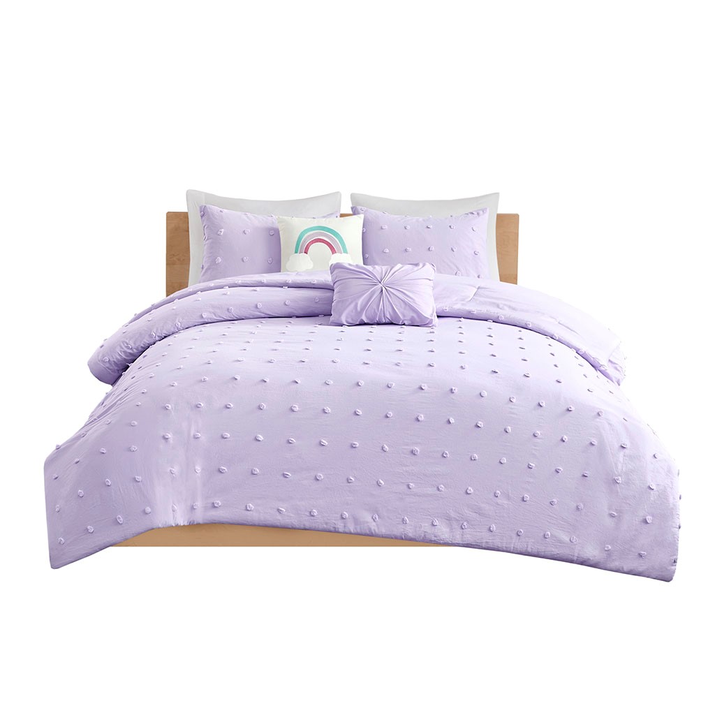 Olliix Urban Habitat Kids Callie Lavender Twin Cotton Jacquard Pom Pom Comf...