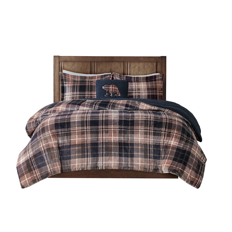 Olliix Woolrich Alton Brown Black King Alternative Comforter Set