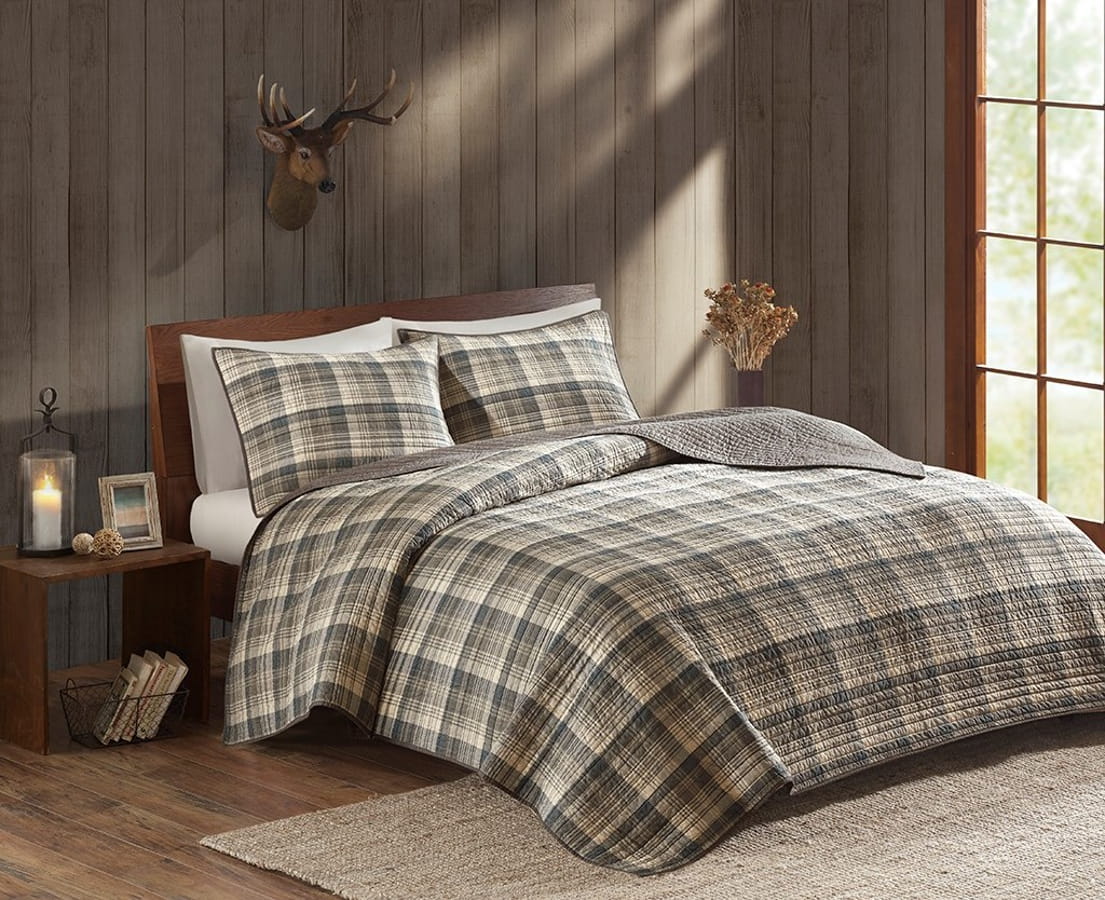 Olliix Woolrich Tasha Tan Full Queen Cotton Oversized Quilt Mini Set