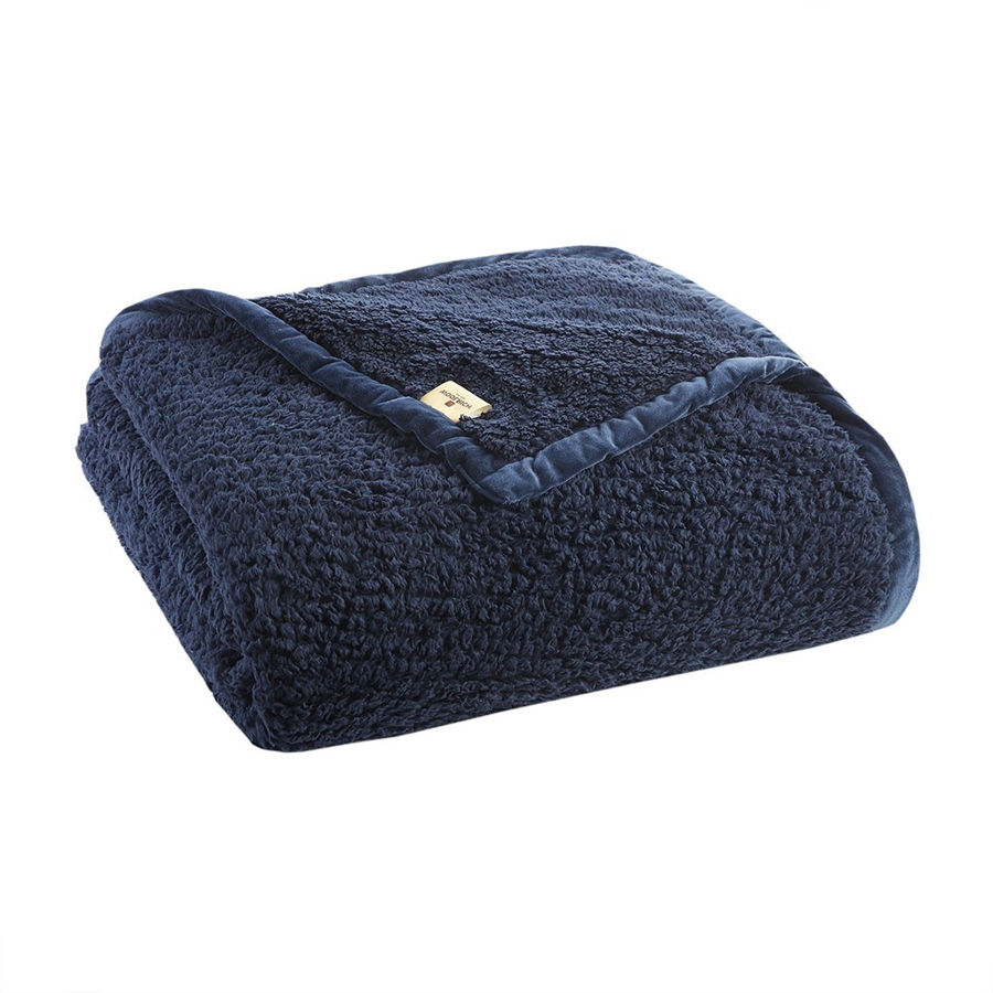 Olliix Woolrich Burlington Navy King Berber Blanket