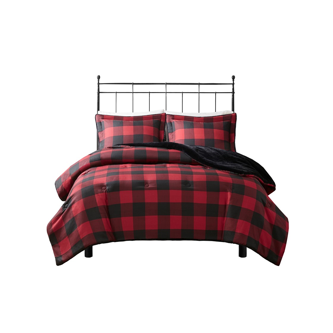 Olliix Woolrich Bernston Red Buffalo Check Full Queen Down Alternative Comf...