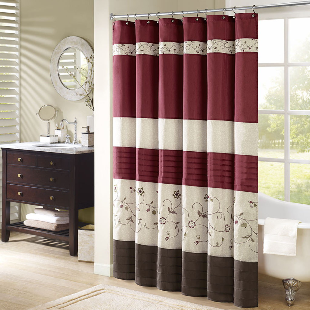 Olliix Madison Park Serene Red Floral Shower Curtain