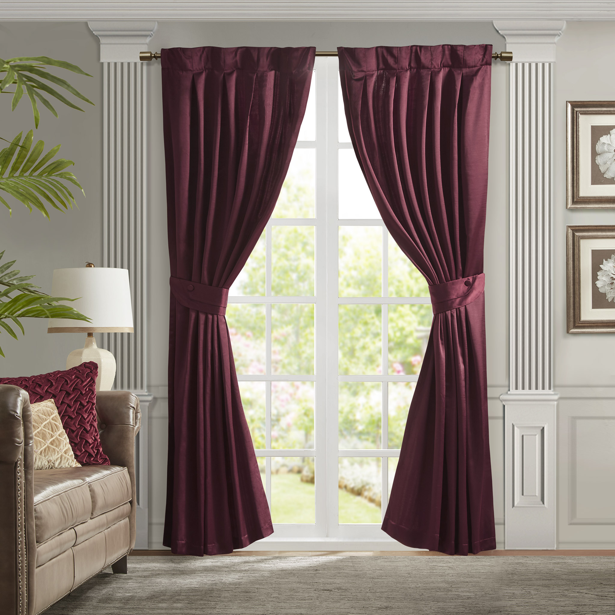 Olliix Croscill Classics Avignon Burgundy Single Pleat Curtain Panel with T...
