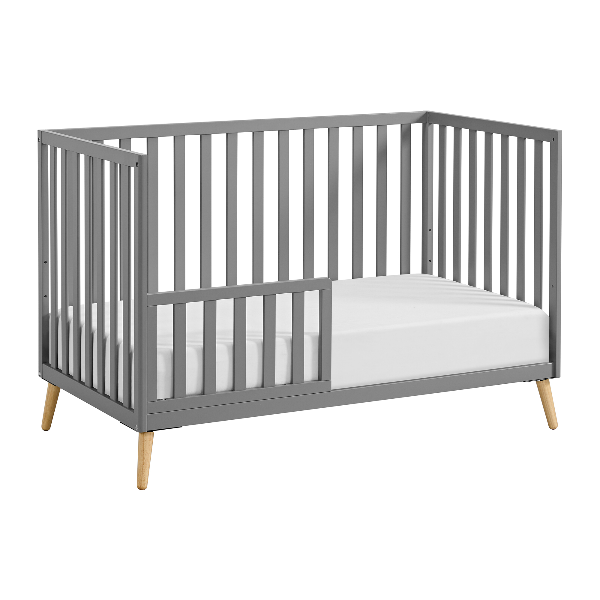 Oxford Cozy Nest Dove Gray Natural Toddler Bed with Guard Rail