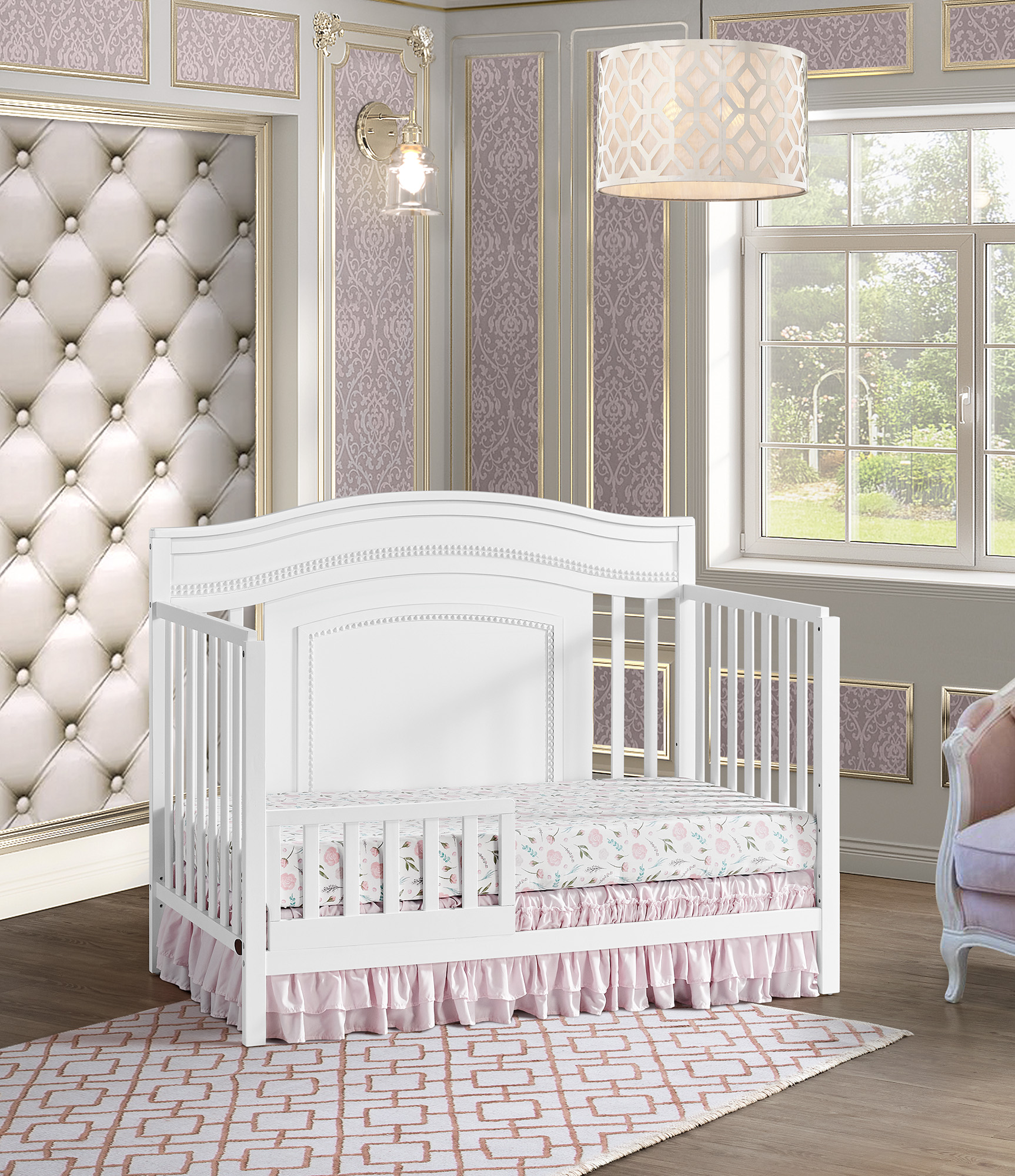 Oxford Baby Briella White 2pc Toddler Bed Set with Dresser Topper OXFD-1261142-KBR-S2