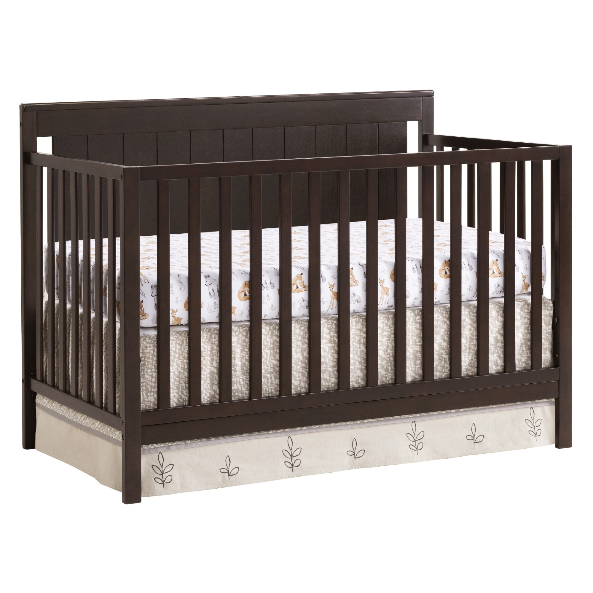 Oxford Baby Lazio 4-in-1 Convertible Crib, Espresso, GREENGUARD Gold Certified, Wooden Crib