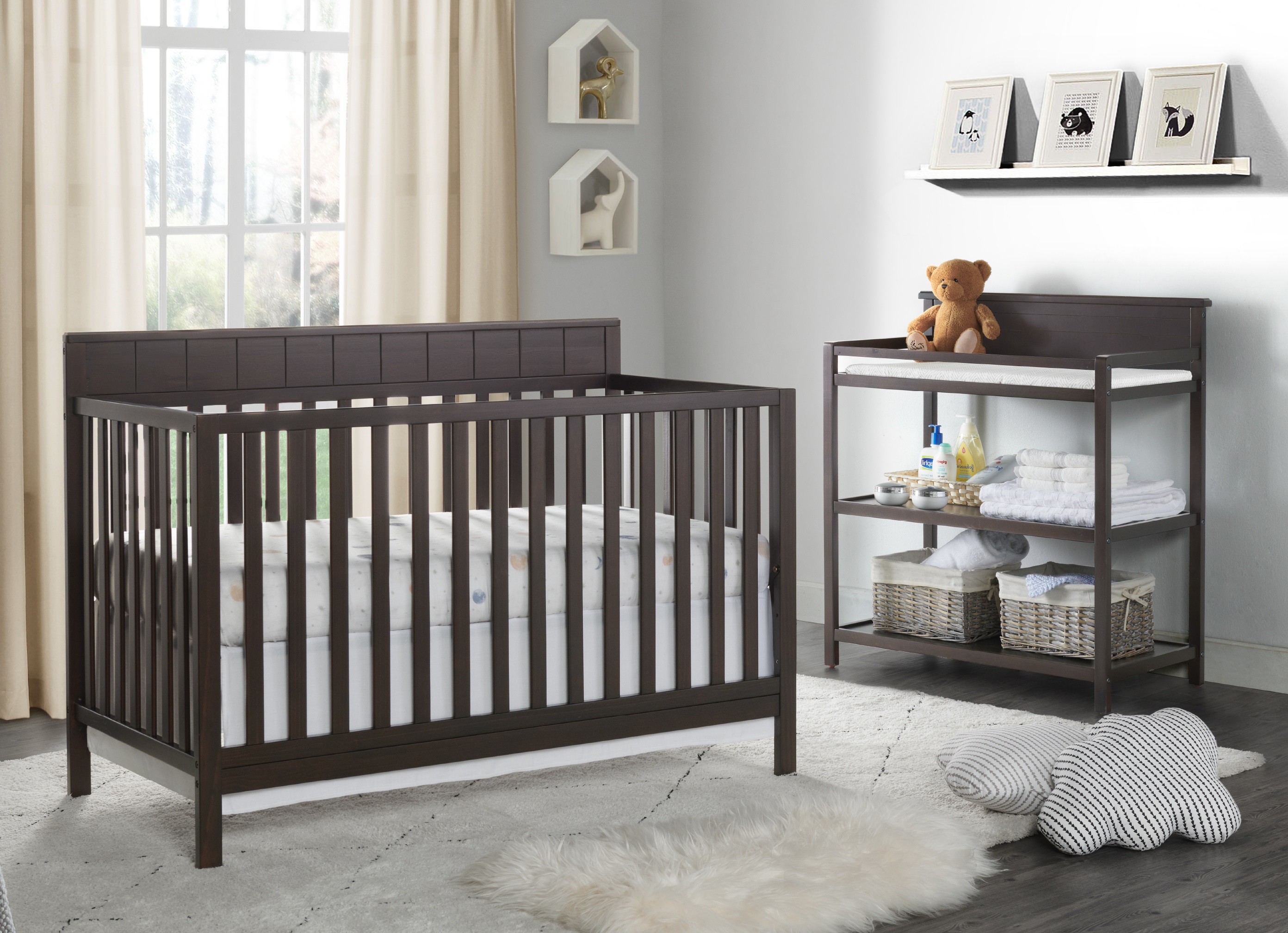 Oxford Baby Logan Espresso 2pc Crib Set with Changing Table