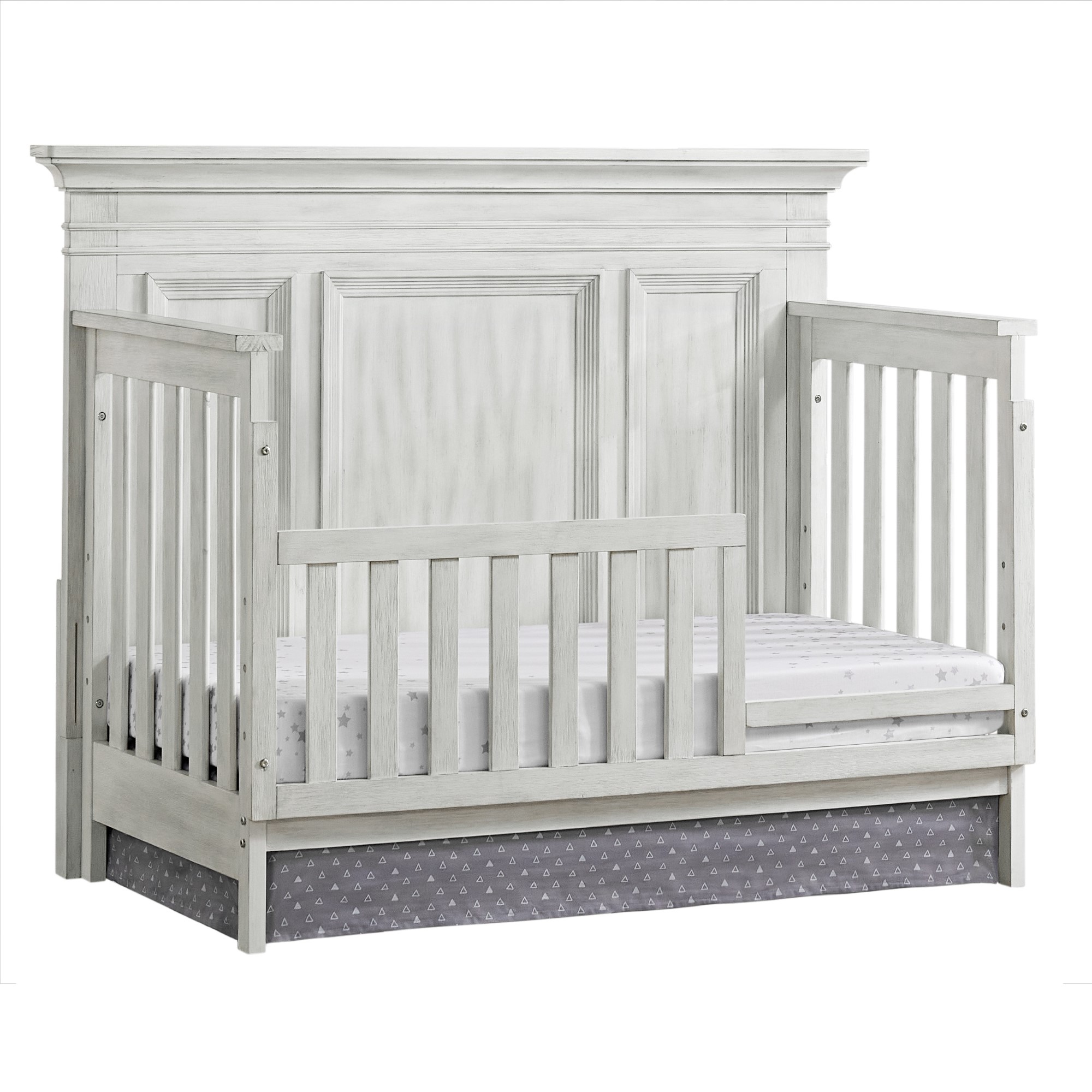 Oxford Baby Weston Vintage White Toddler Bed with Guard Rail