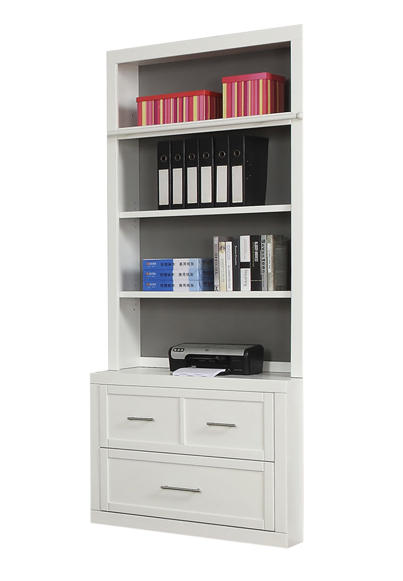 Parker House Catalina White 2pc 40 Inch Lateral File and Hutch
