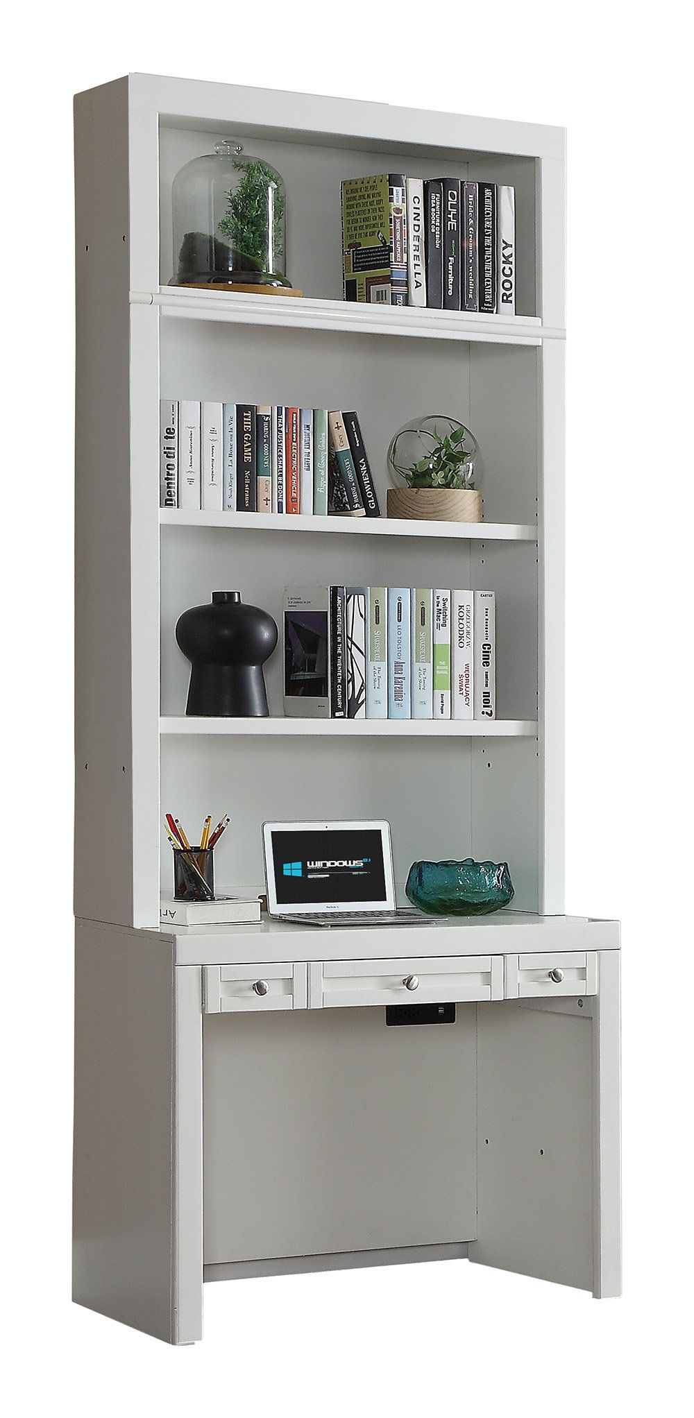 Parker House Catalina White 2pc 40 Inch Library Desk and Hutch