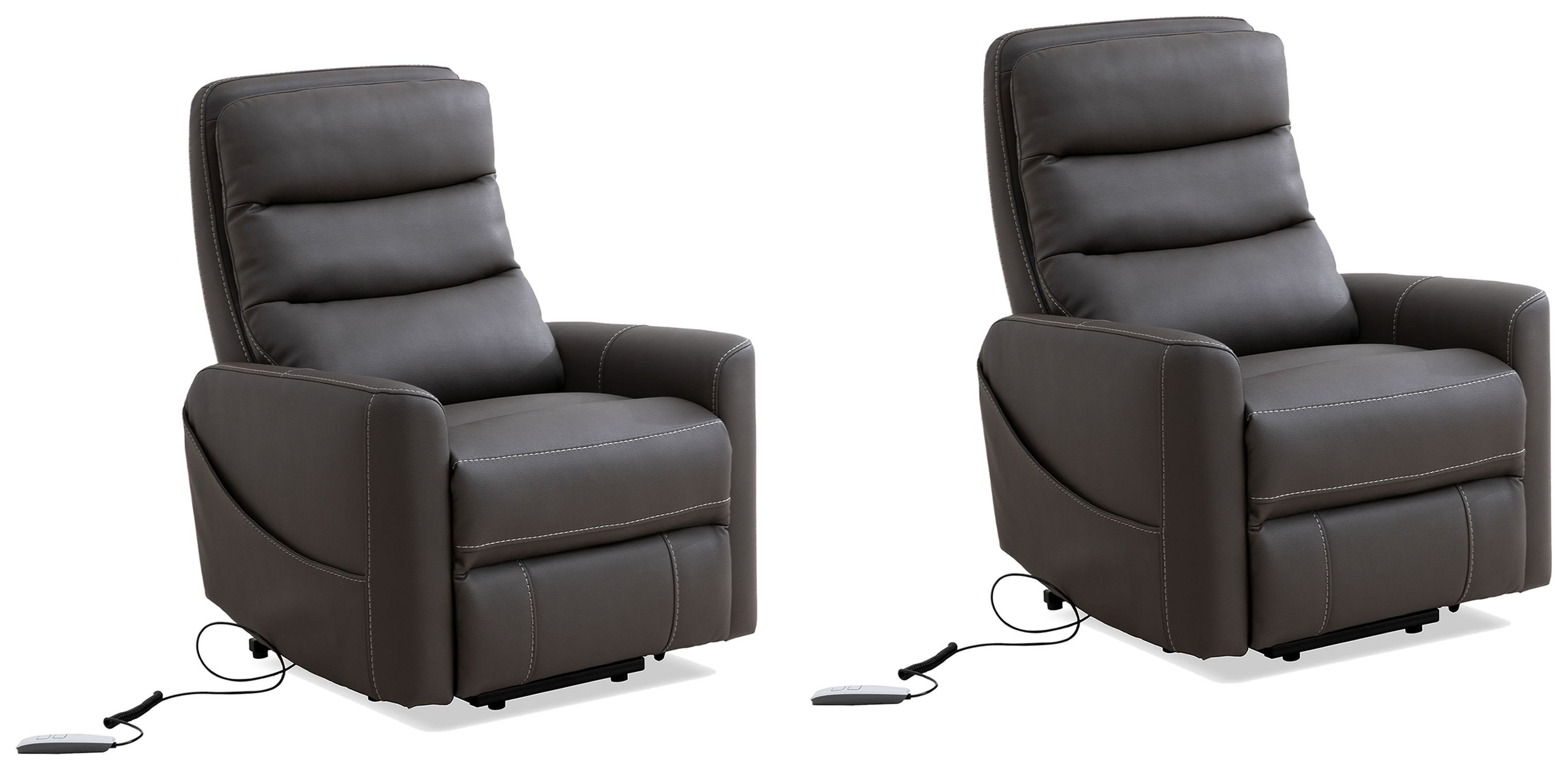 2 Parker House Hercules Grey Power Lift Recliners with Articulating Headres...