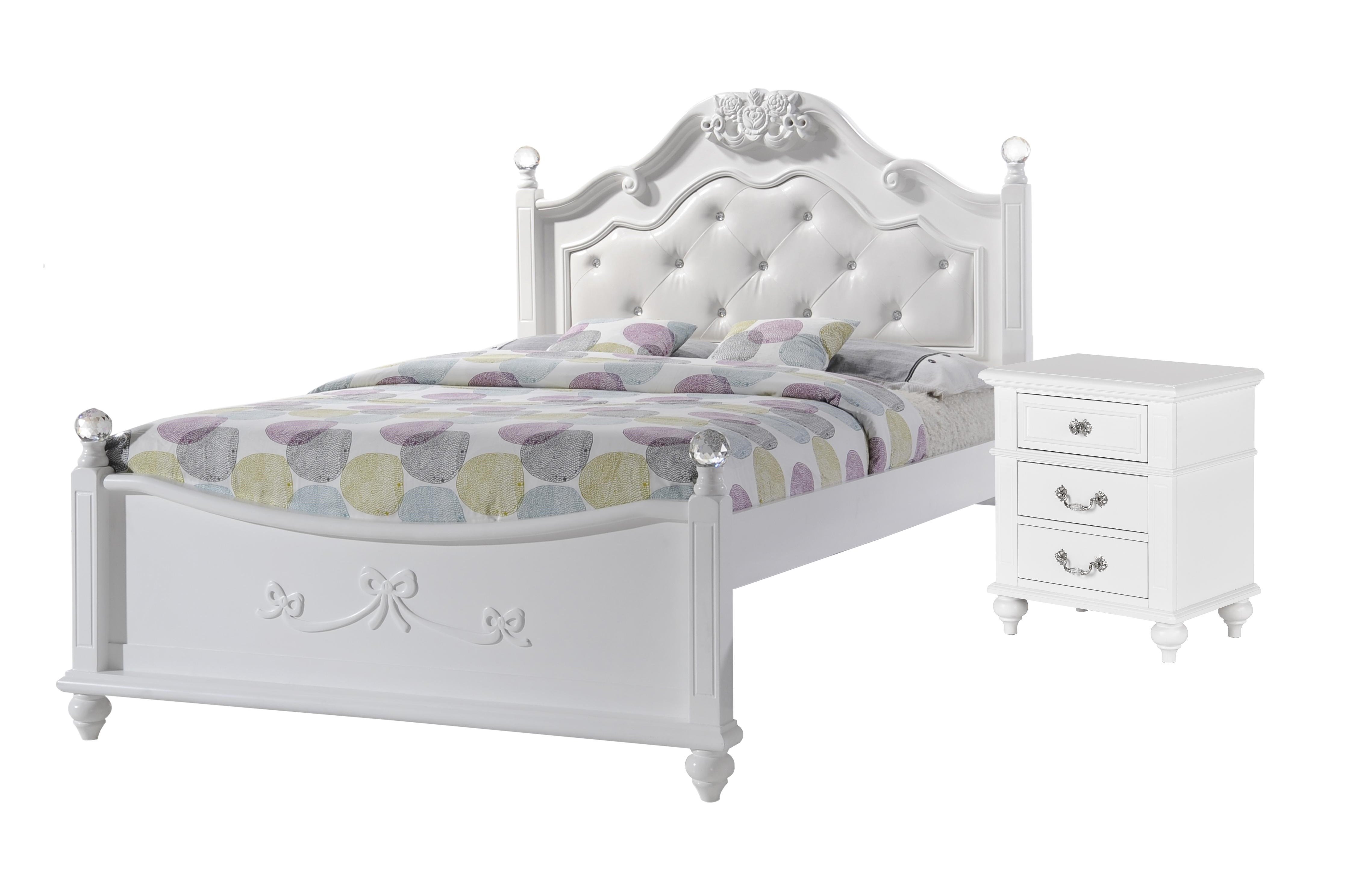 Picket House Annie White Faux Leather 4pc Bedroom Set with Full Trundle Bed