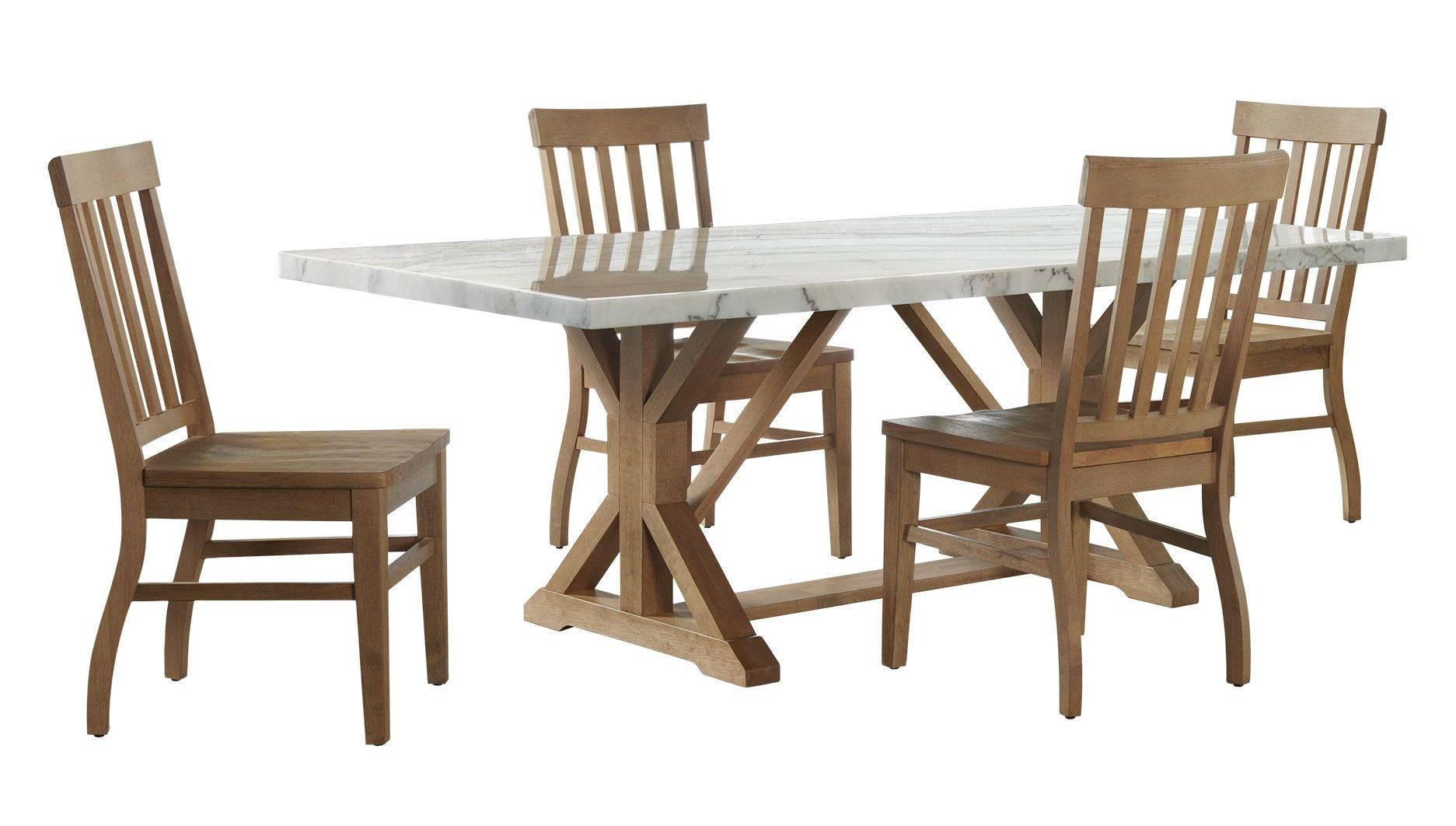 Picket House Liam White Natural Rectangular 5pc Dining Room Set