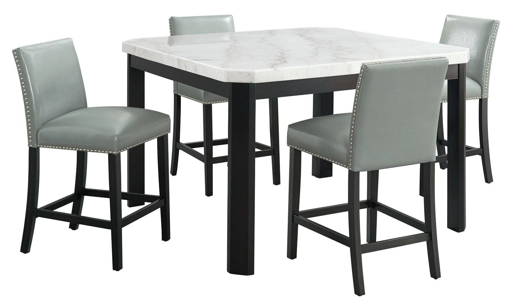 Picket House Celine White Grey Square 5pc Counter Height Set
