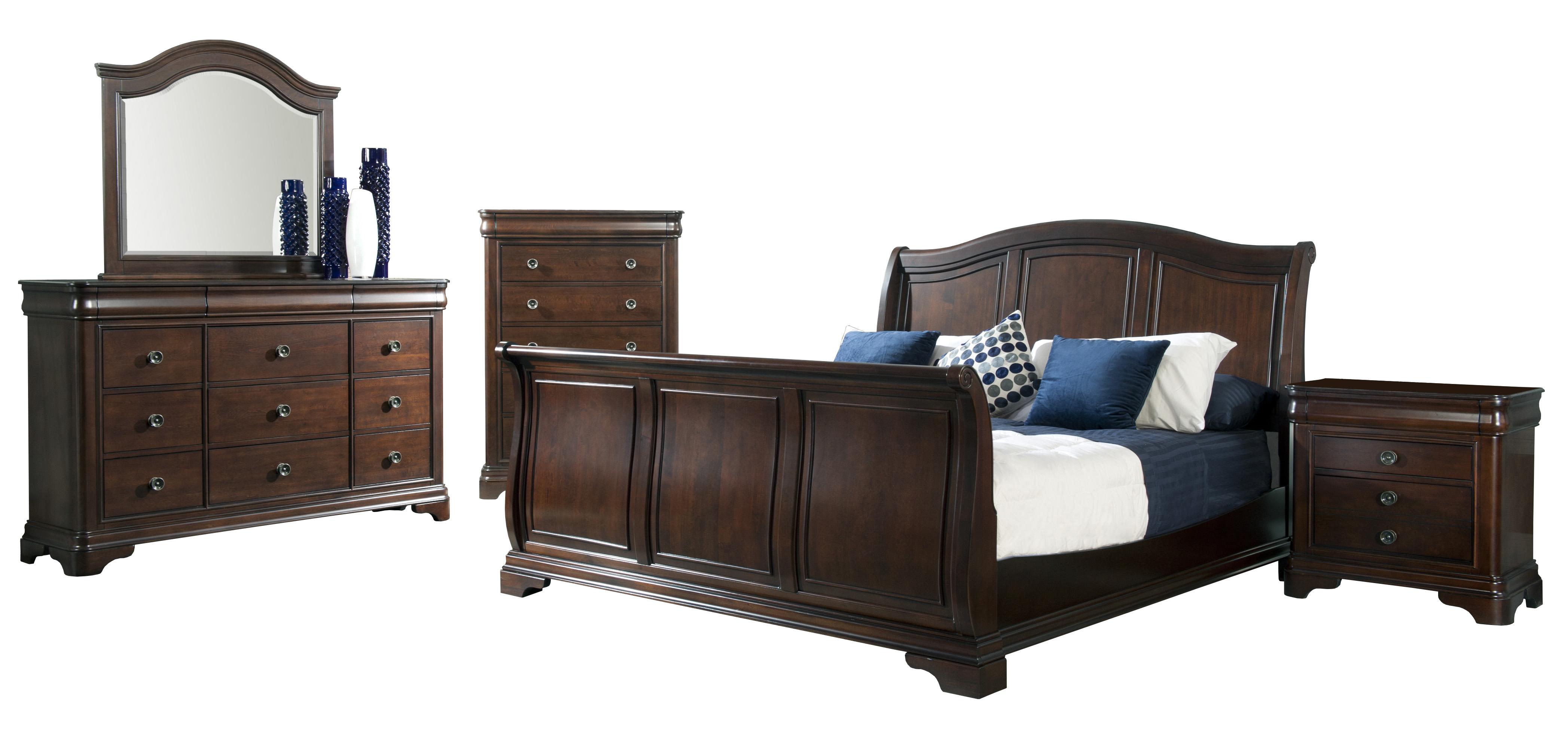 Picket House Conley Cherry Wood 5pc Bedroom Set with King Sleigh Bed