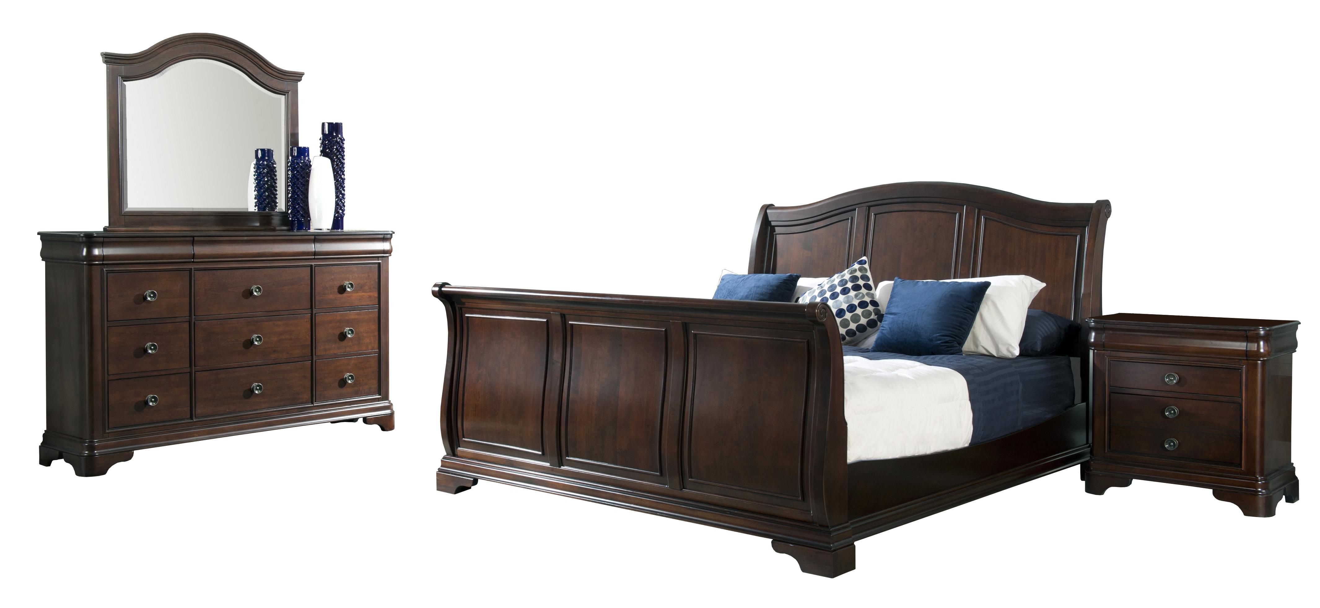 Picket House Conley Cherry Wood 4pc Bedroom Set with Queen Sleigh Bed
