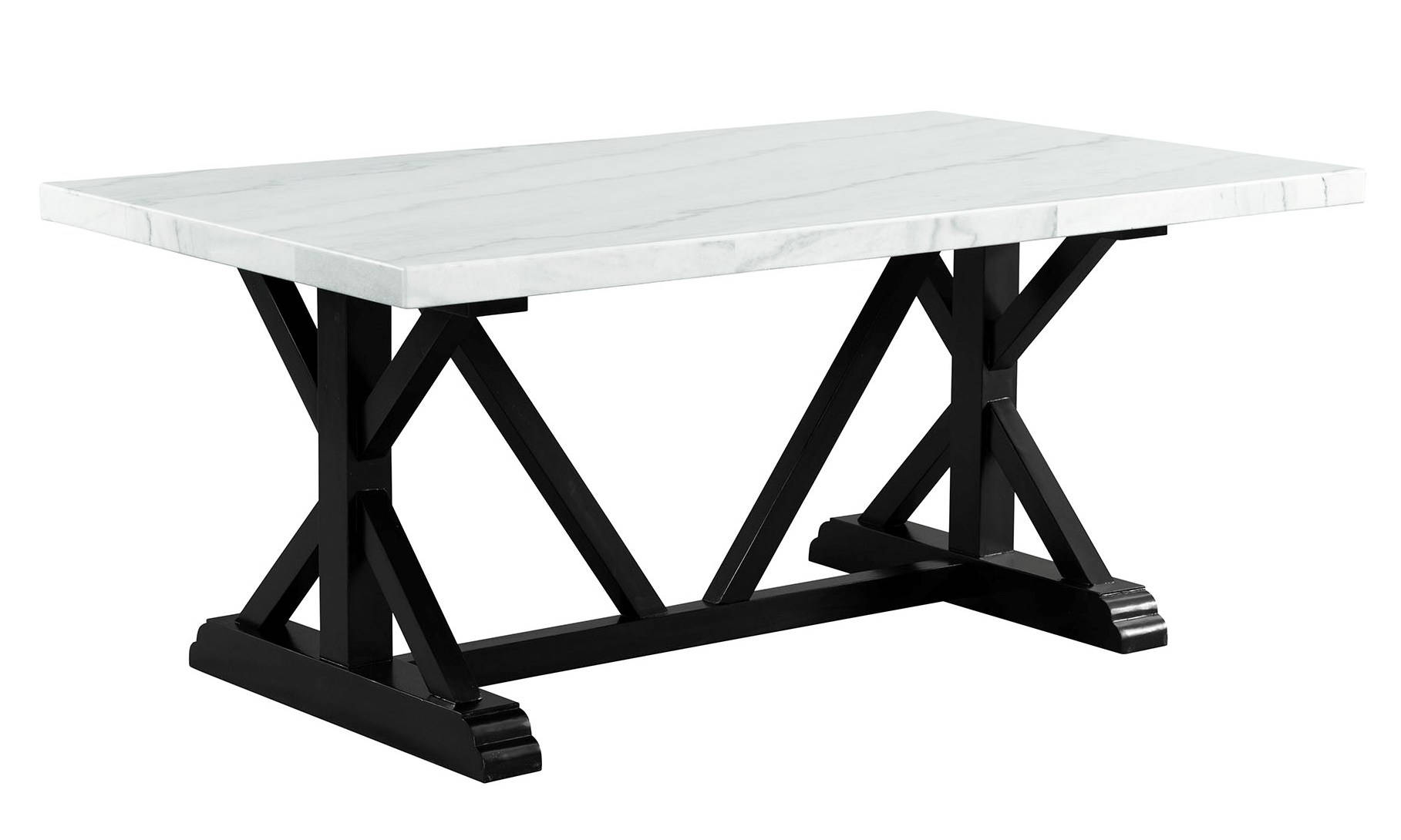 Picket House Stratton White Marble Brown 70 Inch Dining Table