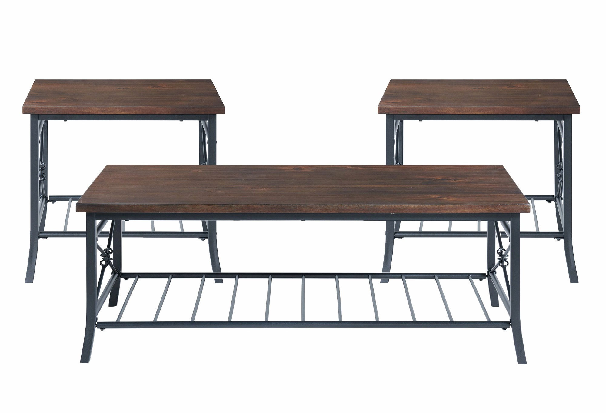 Picket House Percy Brown Wood 3pc Coffee Table Set