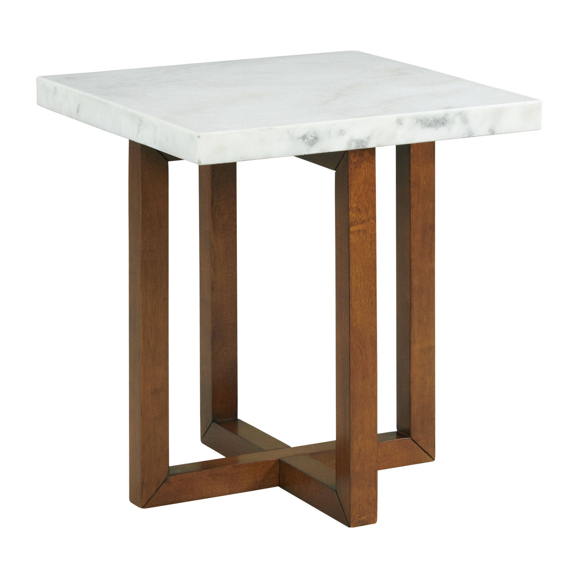 Picket House Meyers White Marble Square End Table