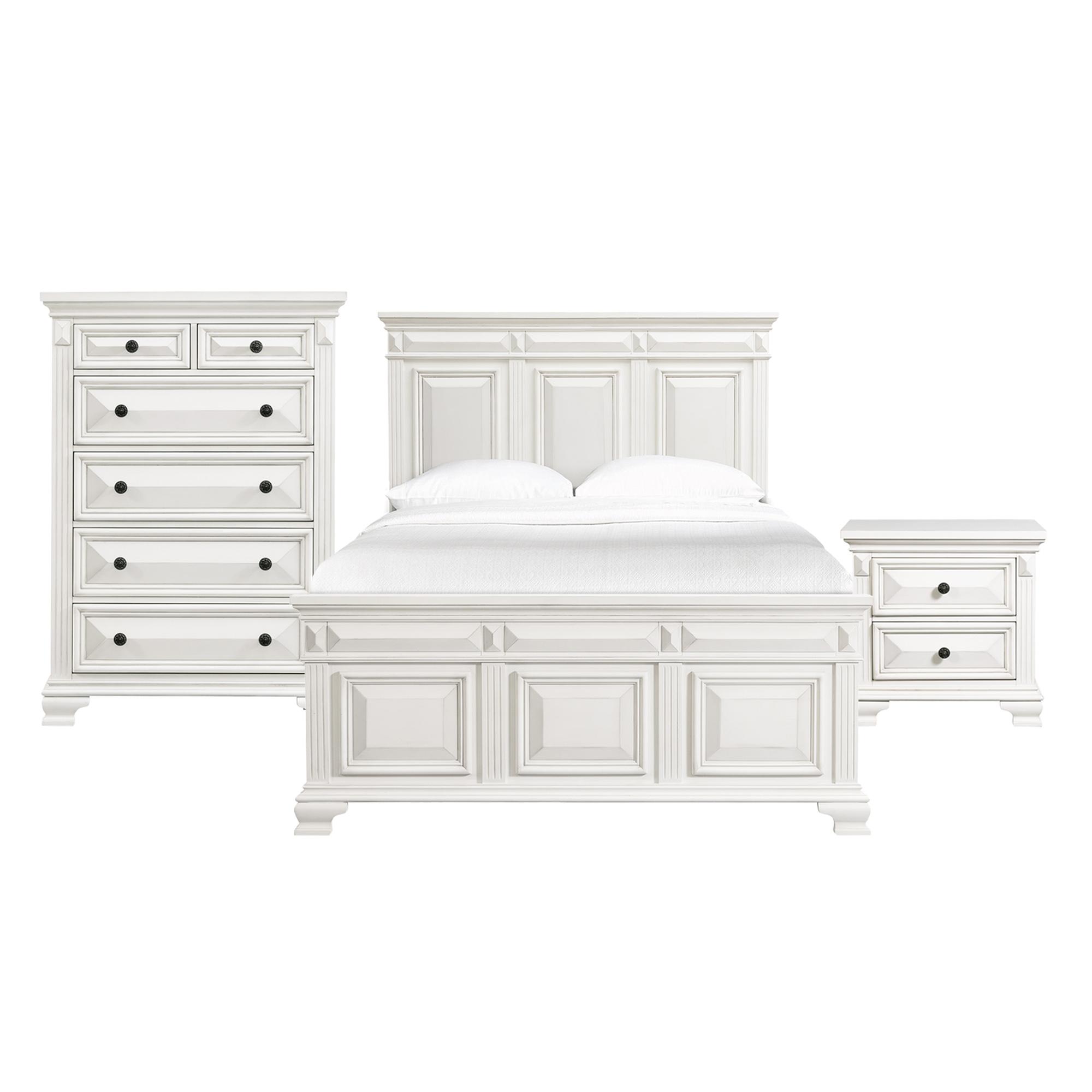 Picket House Trent Antique White 3pc Bedroom Set With Queen Panel Bed