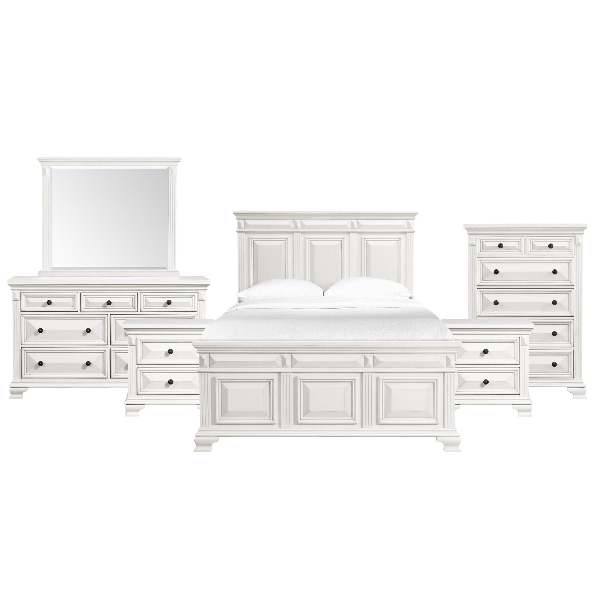 Picket House Trent Antique White 6pc Bedroom Set With Queen Panel Bed