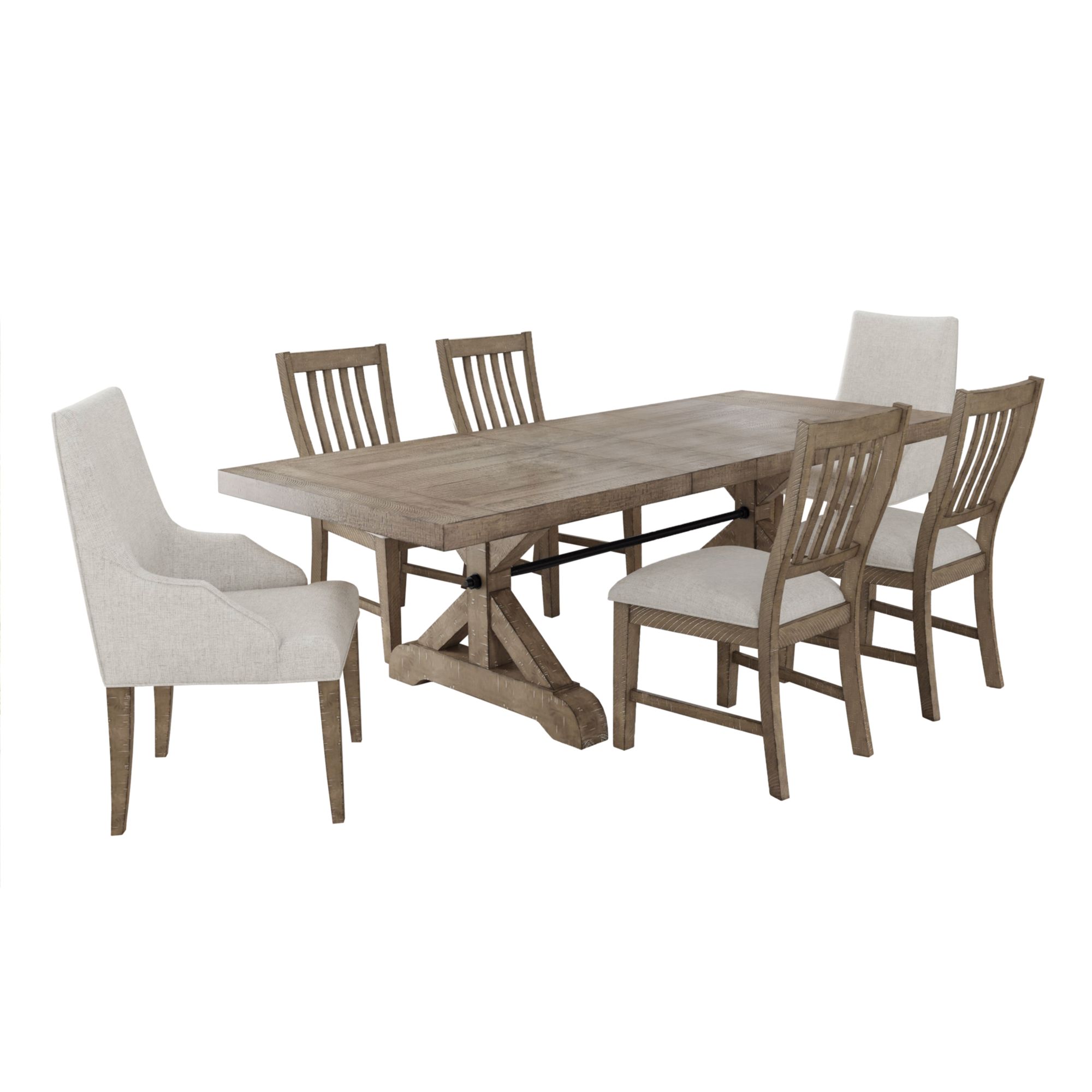 Picket House Marietta Medium Brown 7pc Dining Room Set Two Host Chairs
