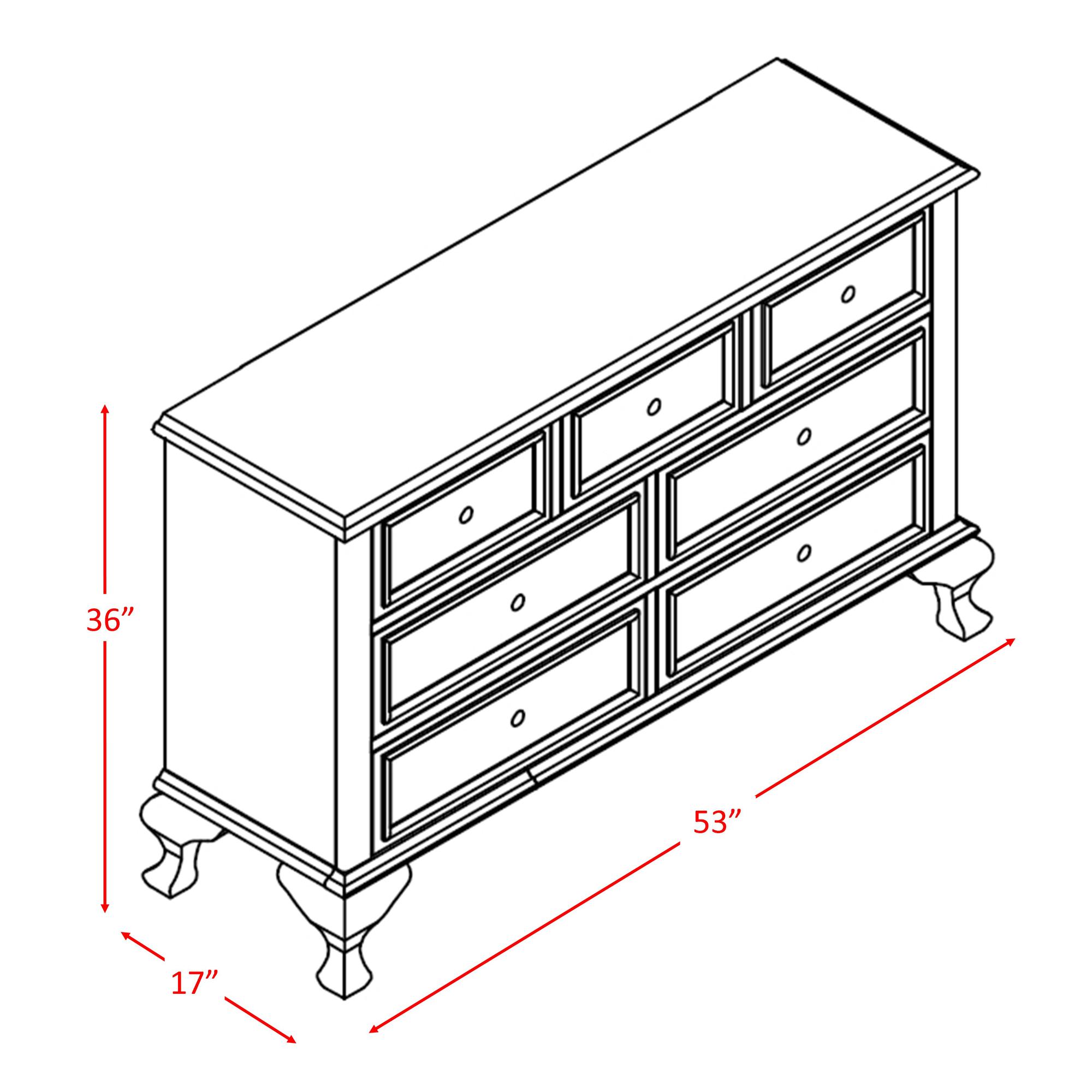 Picket House Jenna White Wood 7 Drawers Dresser