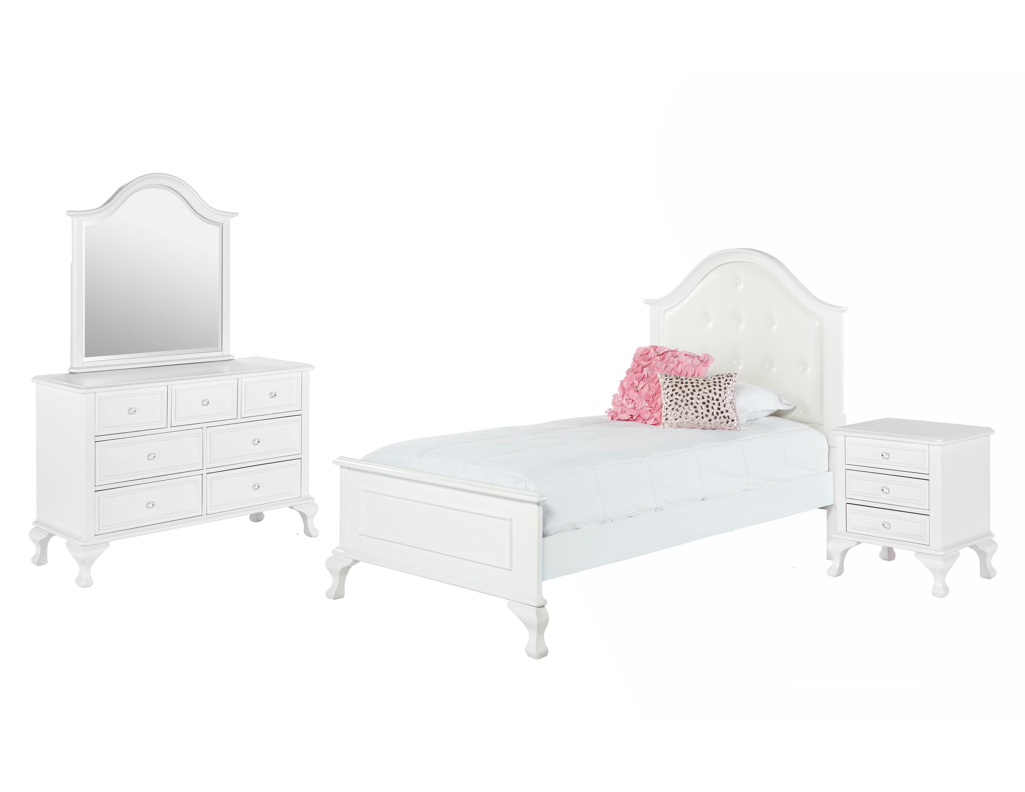 Picket House Jenna White 4pc Kids Bedroom Set with Twin Panel Bed