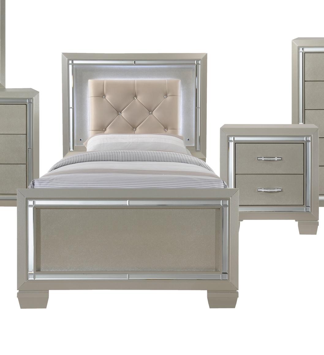 Picket House Glamour Youth Champagne 2pc Bedroom Set with Twin Platform Bed