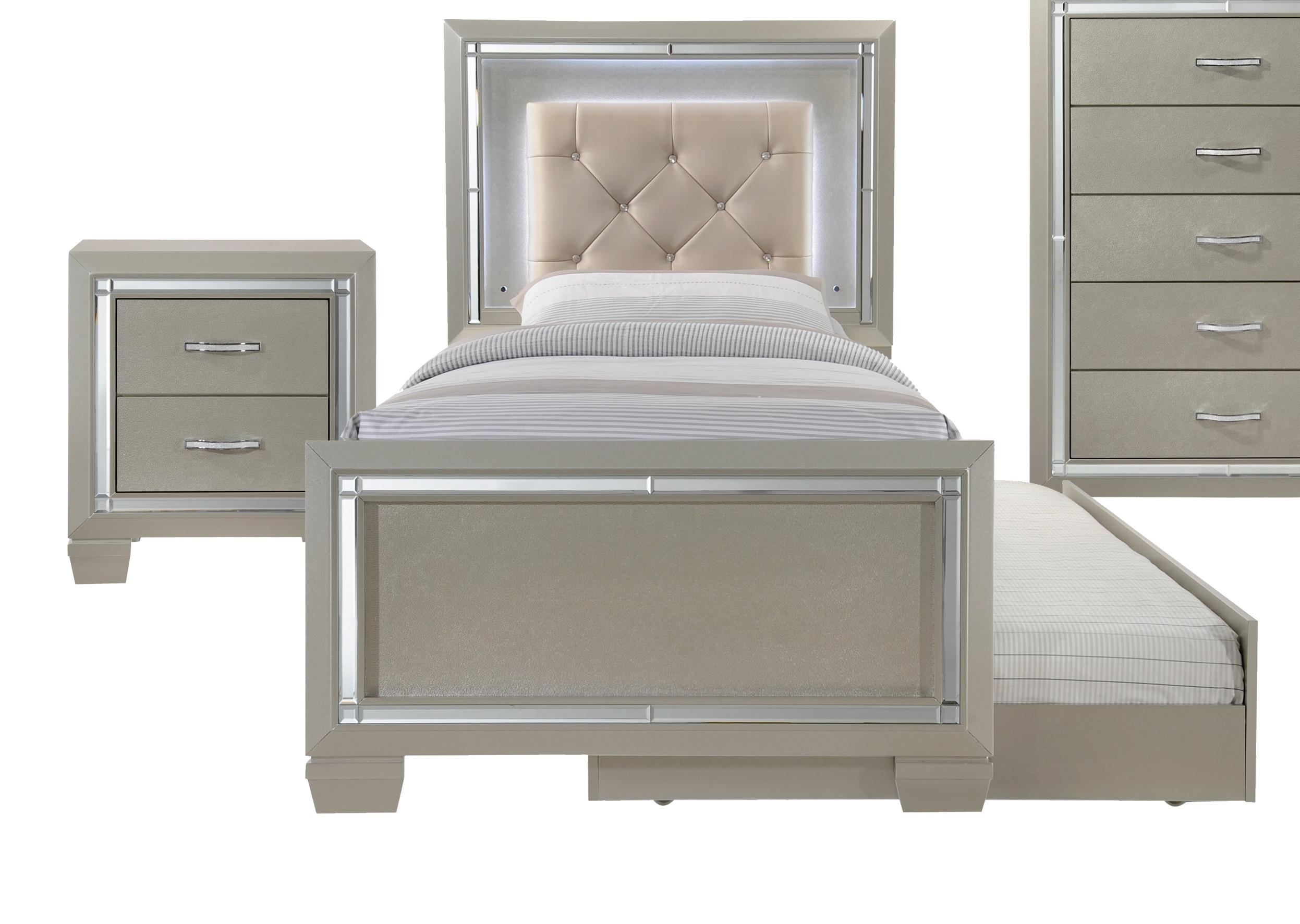 Picket House Glamour Youth Champagne 2pc Bedroom Set with Twin Trundle Plat...