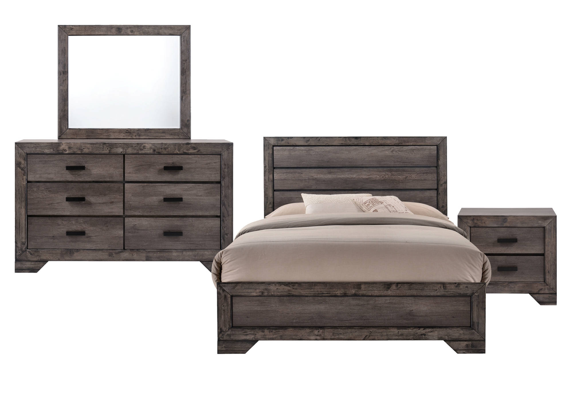 Picket House Grayson Grey Oak 4pc Kids Bedroom Set with Full Panel Bed