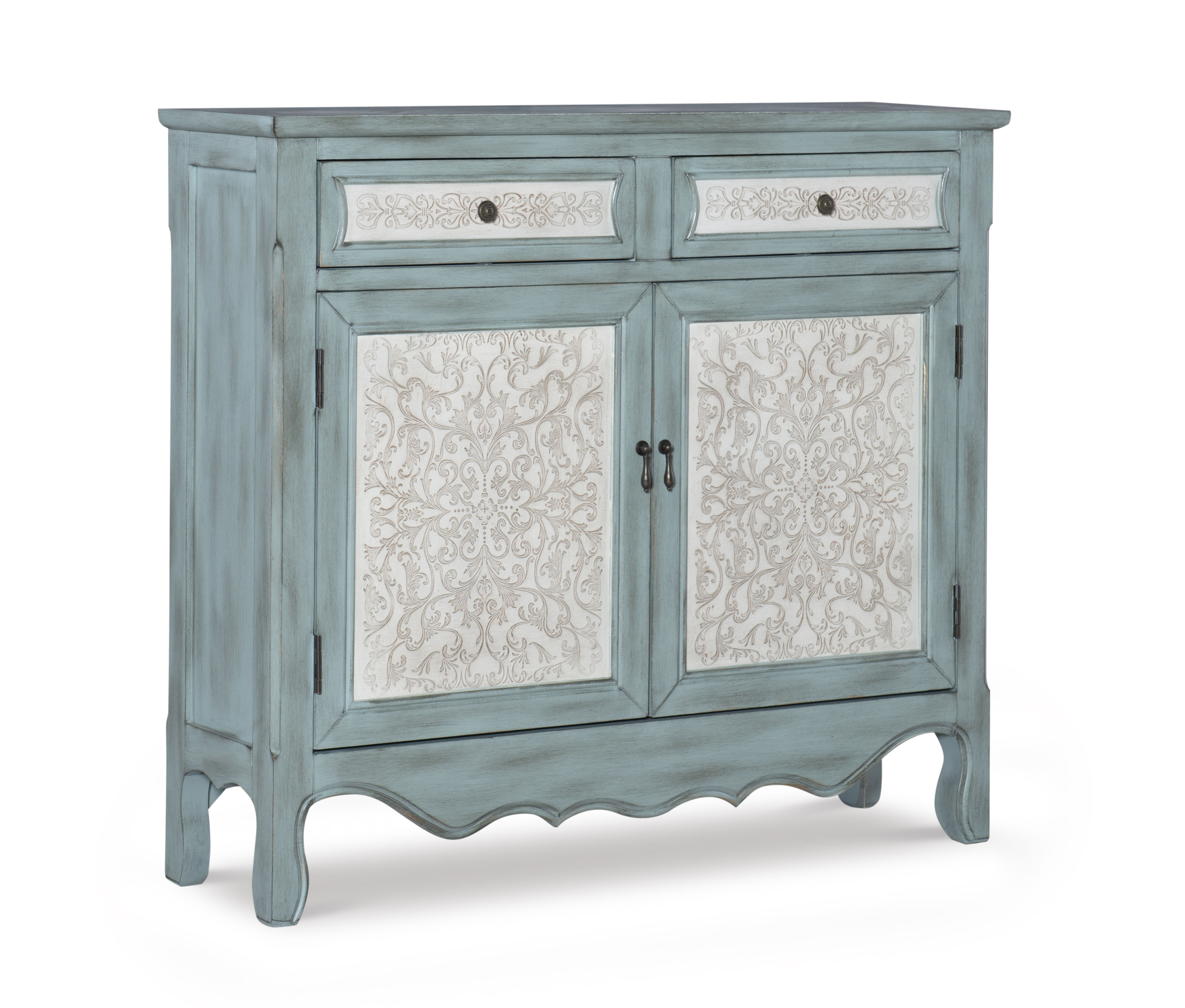 Powell Furniture Clancy Antique Blue White Console