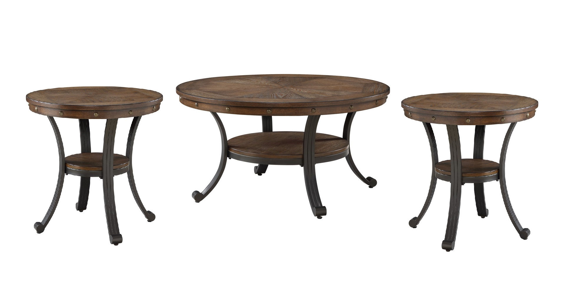 Powell Furniture Franklin Umber Brown 3pc Coffee Table Set