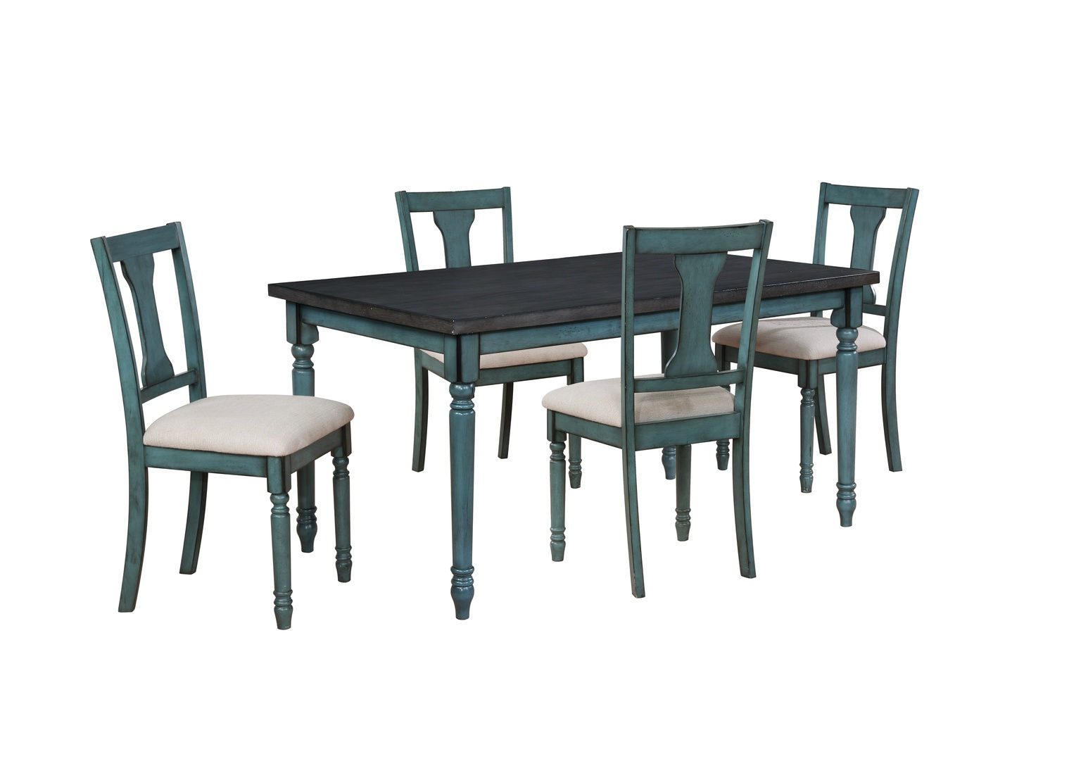 Powell Furniture Willow Teal Blue 5pc Dining Room Set