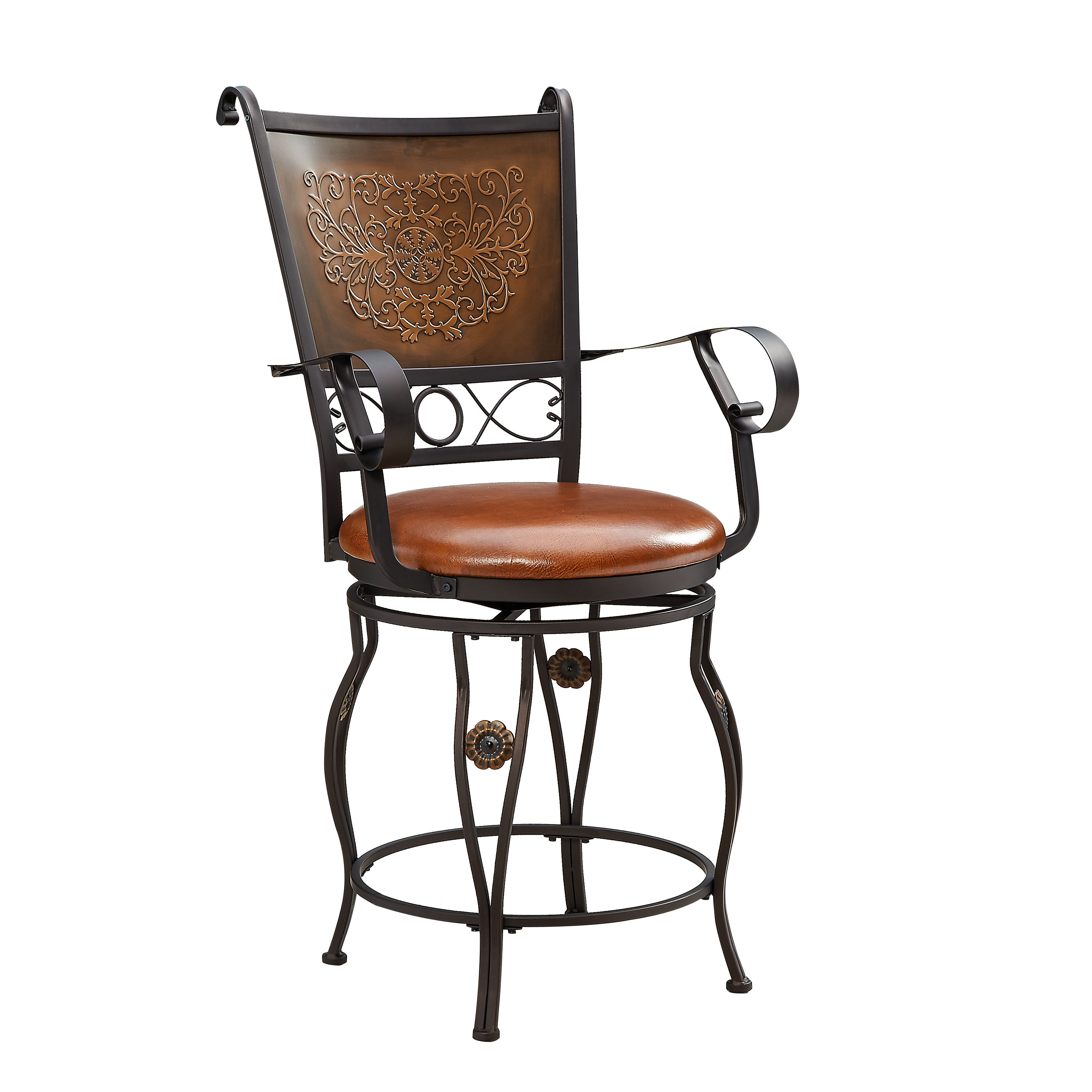 Powell Furniture Beatrix Rust Big and Tall Armed Counter Height Stool